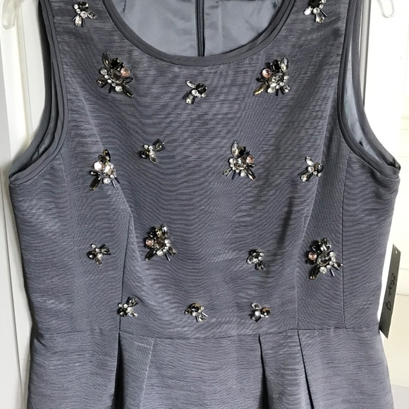 ELIZA J Jeweled Rhinestone Cocktail Dress Gray Women’s Plus Size 14 - Picture 3 of 16